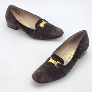 Salvatore Ferragamo Vintage Suede Leather Low Heel Loafers Brown Size 7